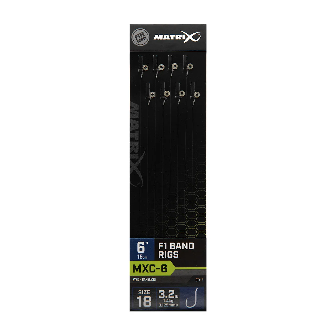 Matrix MXC-6 Size 18 Barbless 0.125mm 6 15cm F1 Band Matrix MXC-6 Size 18 Barbless 0.125mm 6 15cm F1 Band