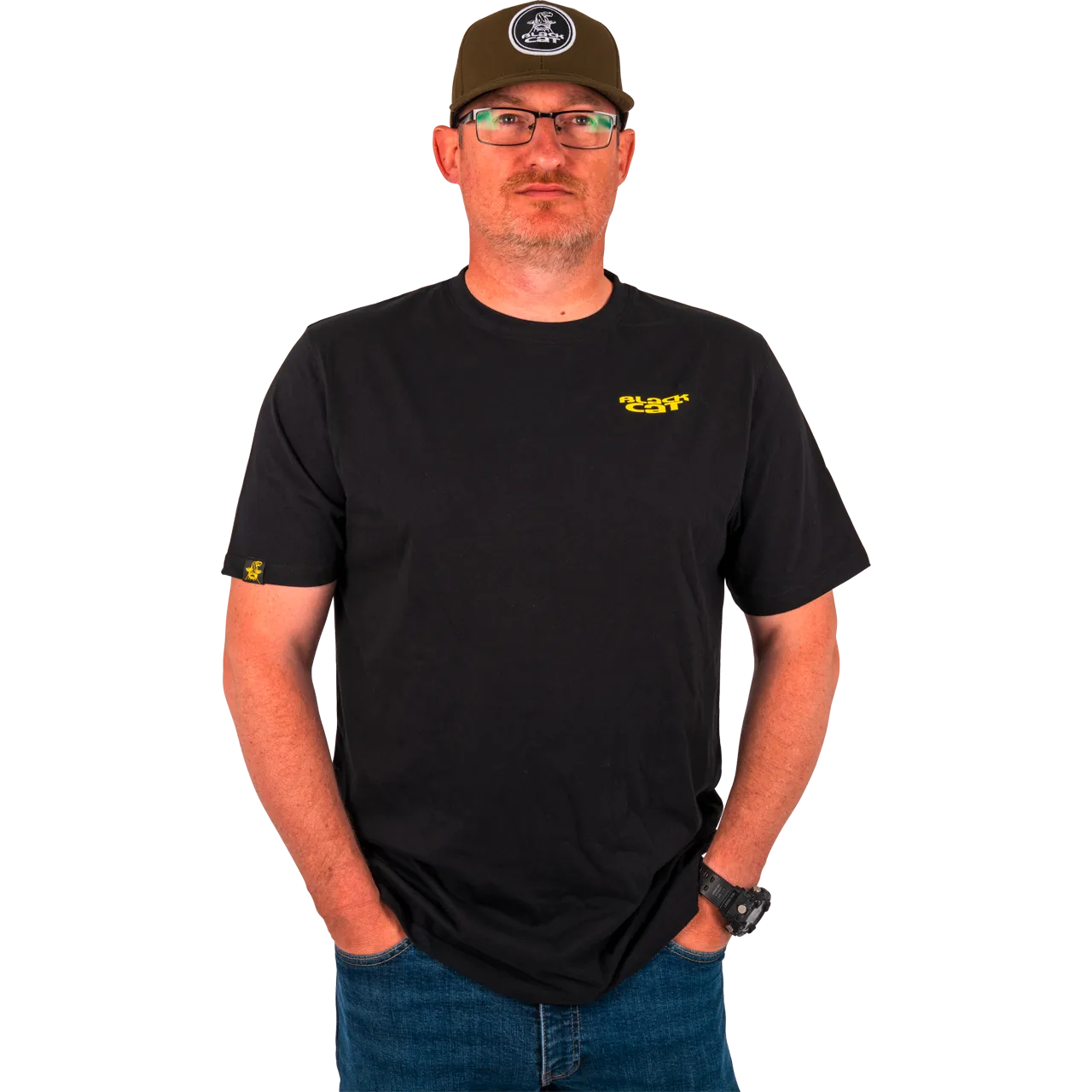 Black Cat Chase Dreams Schwarzes T-Shirt