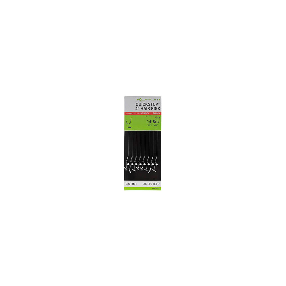Korum Supersteel Big Fish Quick Stops Hair Rigs Barbed Korum Supersteel Big Fish Quick Stops Hair Rigs Barbed