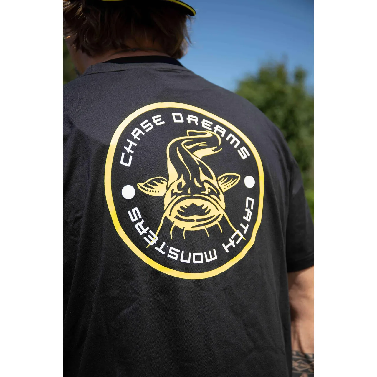 Black Cat Chase Dreams Schwarzes T-Shirt